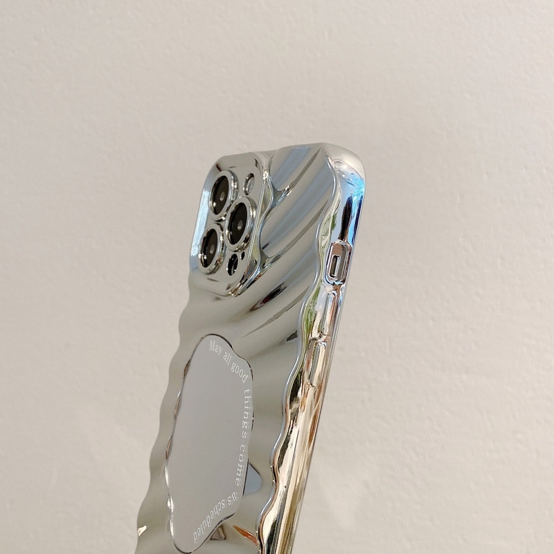 Husa telefon, model cu oglinda argintie, design val de apa, TPU, pentru iPhone 13 PRO