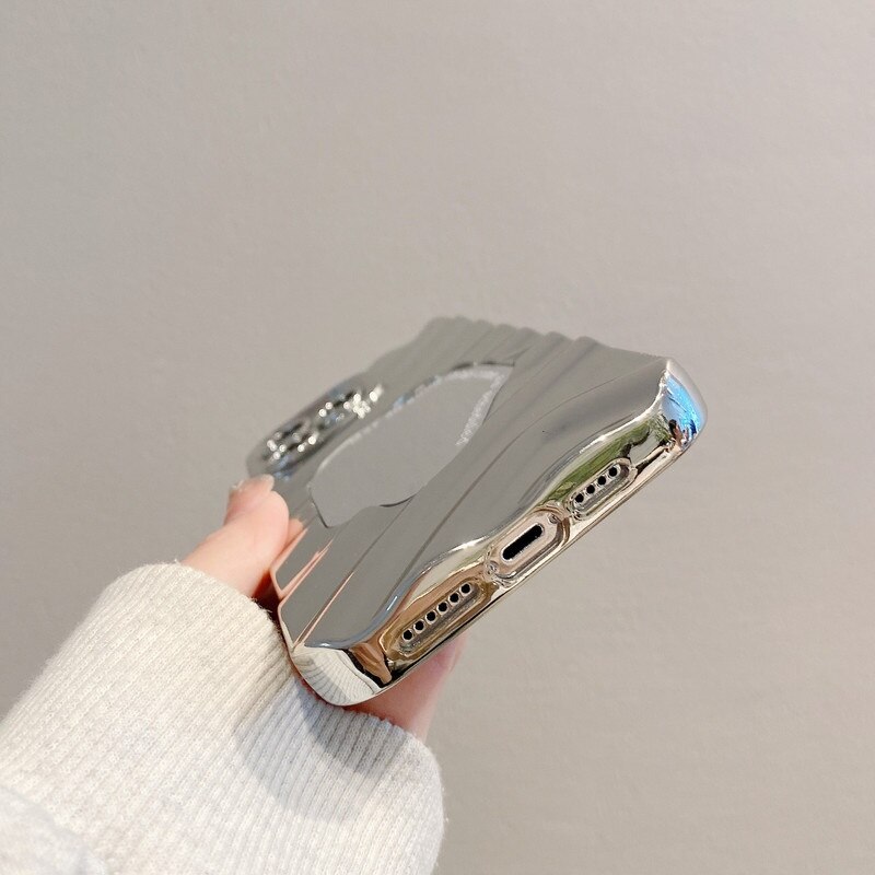 Husa telefon, model cu oglinda argintie, design val de apa, TPU, pentru iPhone 13 PRO