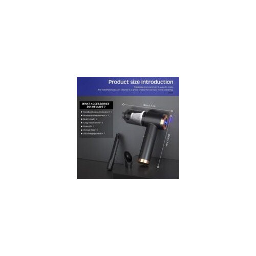 Aspirator auto portabil, 9000 Pa, 120 W, 4000 mAh, cu accesorii, pentru curatare umeda si uscata