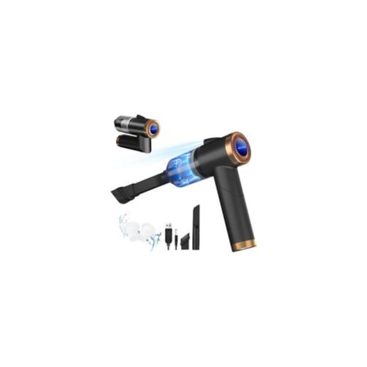 Aspirator auto portabil, 9000 Pa, 120 W, 4000 mAh, cu accesorii, pentru curatare umeda si uscata