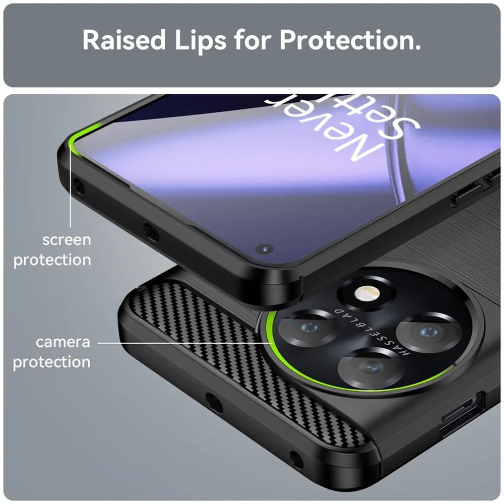 Husa pentru OnePlus 11 - Techsuit Carbon Silicon - Negru