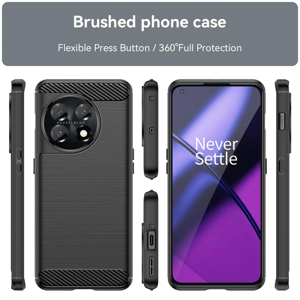 Husa pentru OnePlus 11 - Techsuit Carbon Silicon - Negru