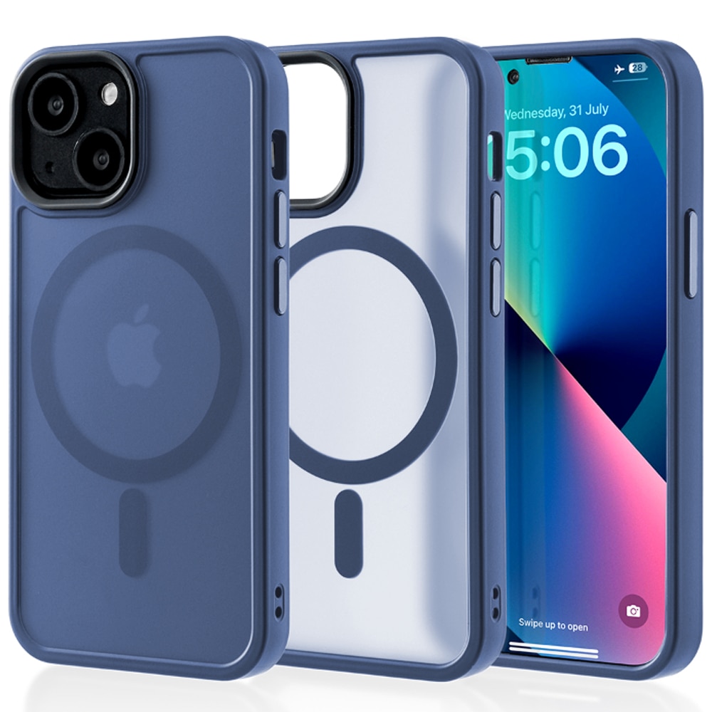 Husa compatibila cu Incarcare Magsafe compatibila cu iPhone 13 Mini, CASEY STUDIOS™, de Protectie, Slim, pentru Incarcare Wireless, Margini Ridicate de Protectia Ecranului si a Camerelor, Albastru Inchis