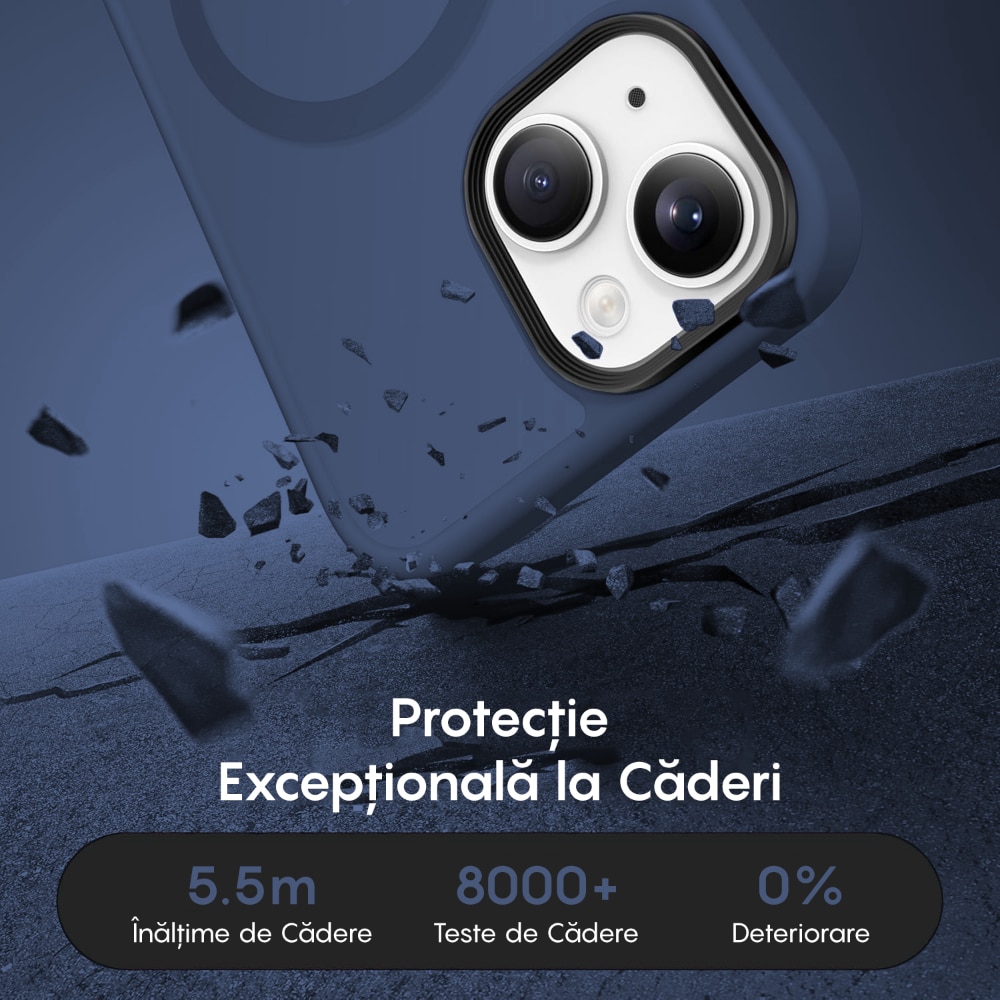 Husa compatibila cu Incarcare Magsafe compatibila cu iPhone 13 Mini, CASEY STUDIOS™, de Protectie, Slim, pentru Incarcare Wireless, Margini Ridicate de Protectia Ecranului si a Camerelor, Albastru Inchis