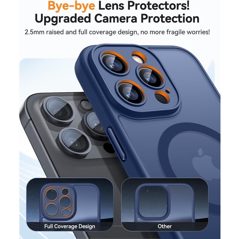 Husa Compatibila MagSafe pentru Apple iPhone 13Pro Max | Design Slim cu Margini Ridicate si Acoperire Completa a Camerelor | Sistem Magnetic Integrat | Suport pentru Incarcare Wireless | Albastru inchis