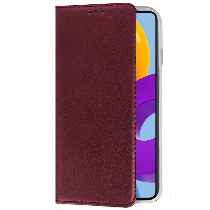 Husa carte compatibila cu Samsung Galaxy A05s, Comando Book, Inchidere magnetica, Buzunar interior pentru card, Flip stand, Protectie completa si practica, Visiniu