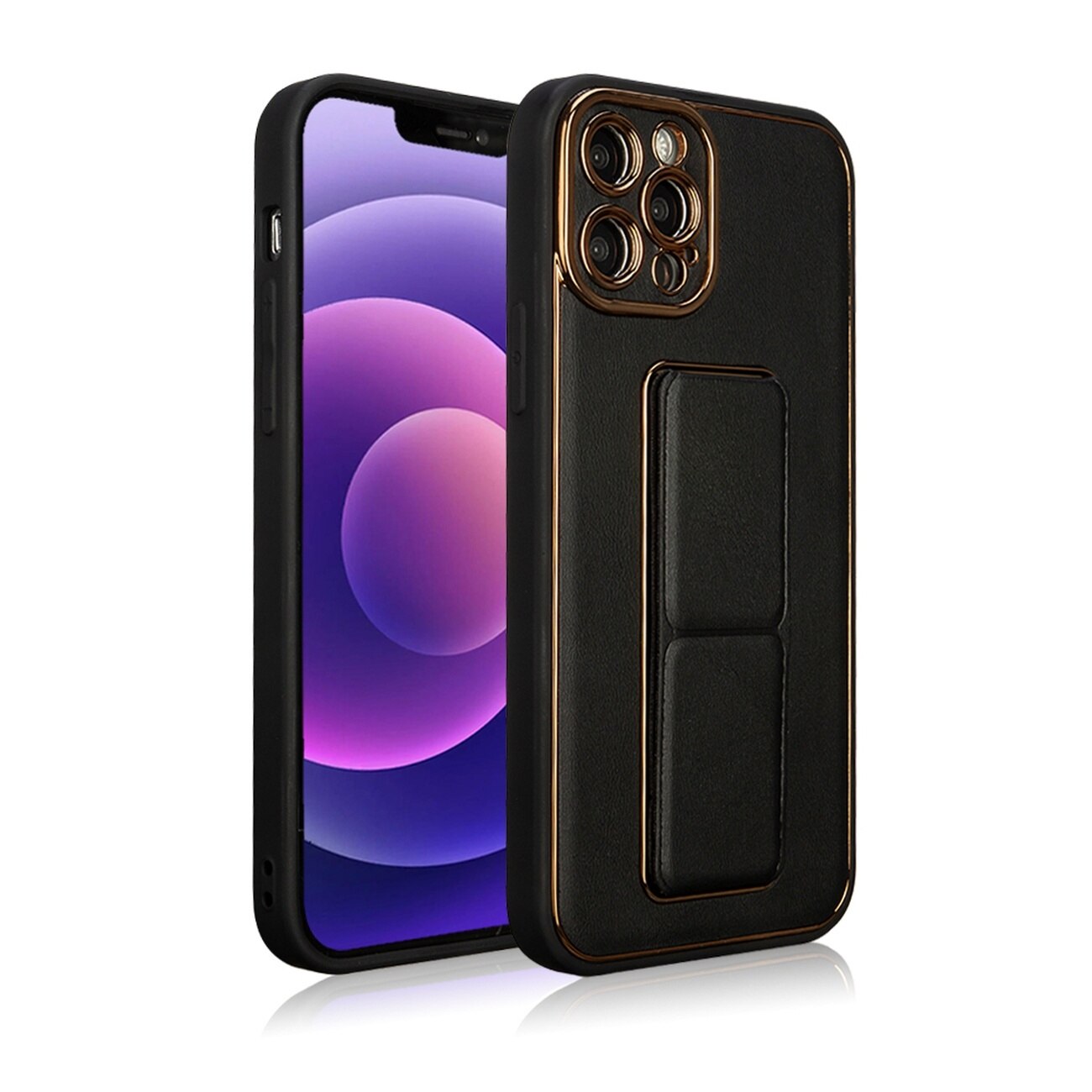 Husa telefon Hurtel, cu suport, negru, pentru iPhone 12 Pro