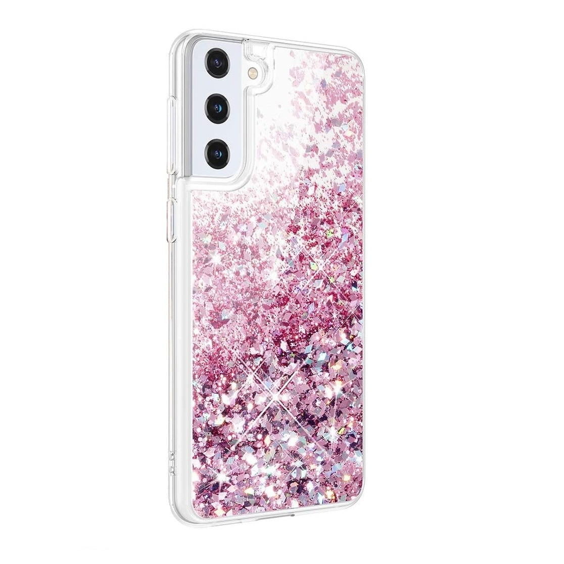 Husa compatibila cu Samsung Galaxy S21 FE, cu Apa si Sclipici, Lichid si Glitter, Fashion, protectie camera, Roz, PlanetPhone