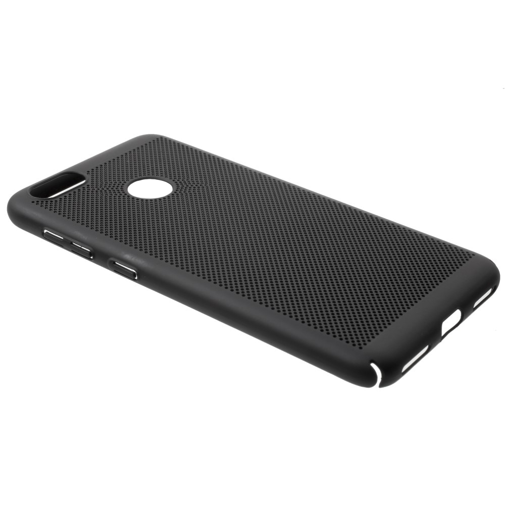 Husa G-Tech Spots compatibila cu Huawei P Smart 2018, Protectie sporita, Spate cu perforatii, Policarbonat, Negru