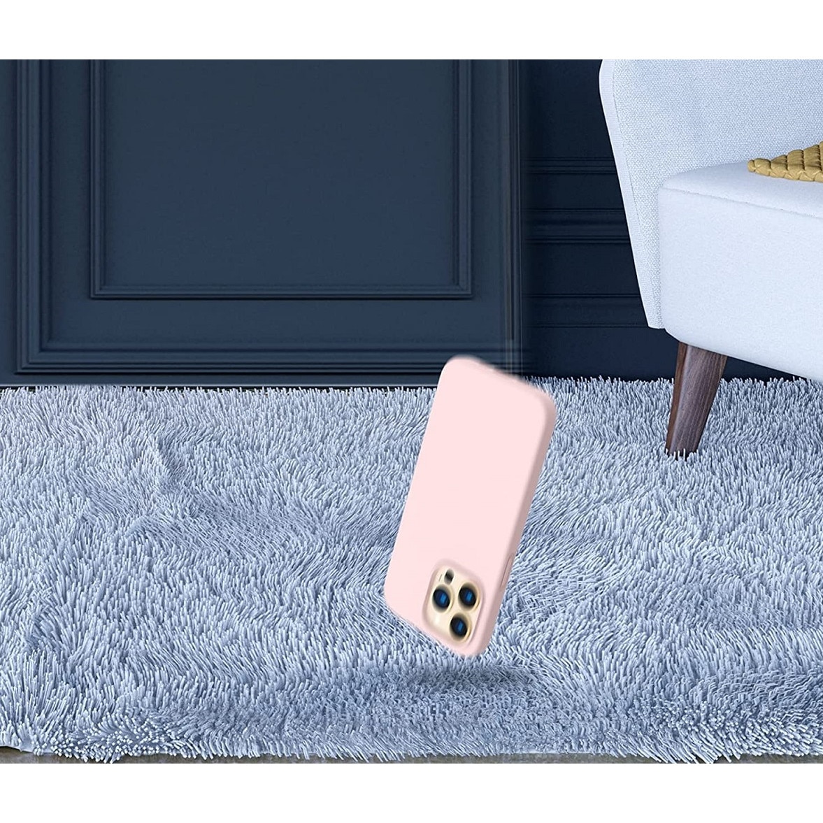 Husa din silicon ultra-slim MATA cu microfibra pe interior, compatibila cu iPhone 14 Pro / Roz pudrat