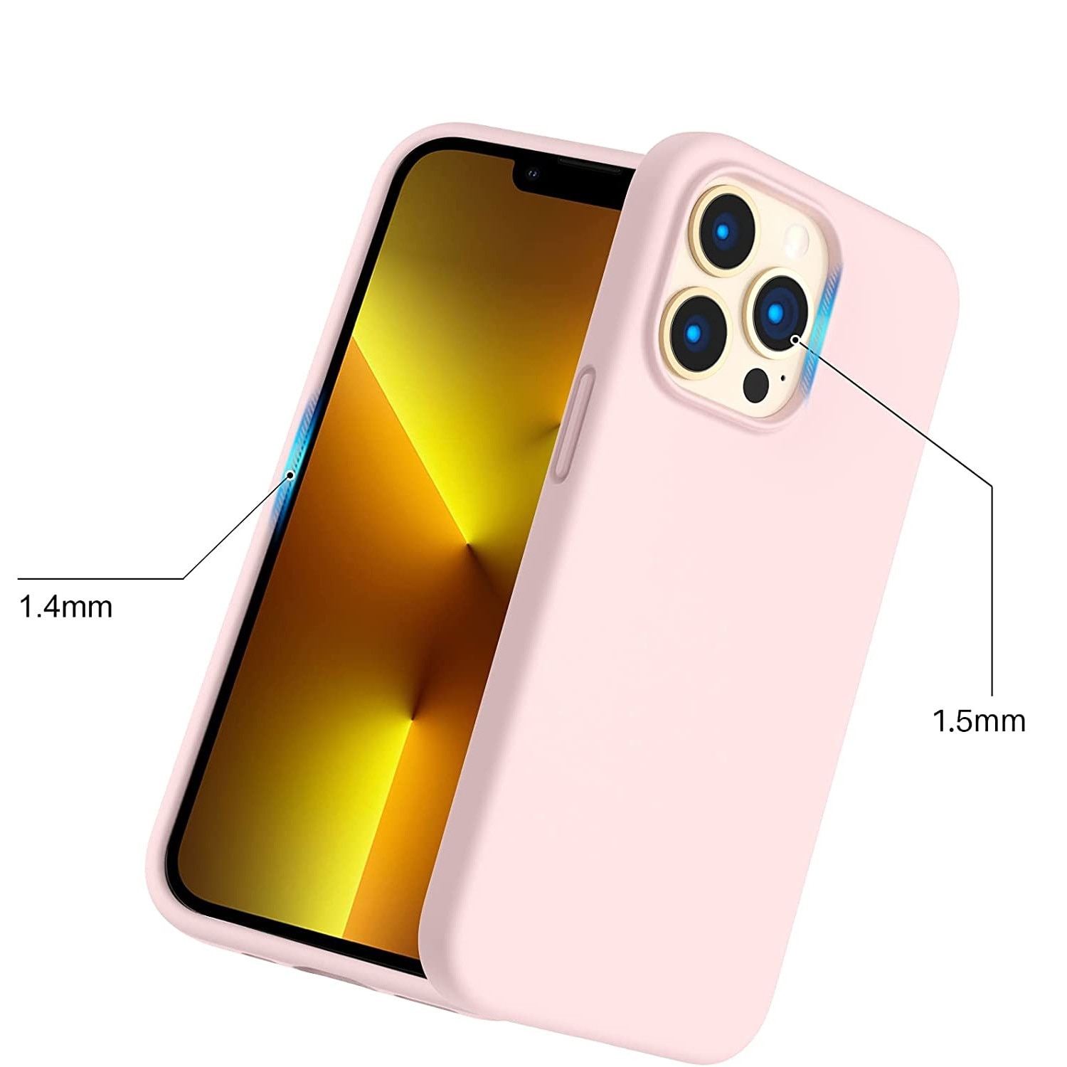 Husa din silicon ultra-slim MATA cu microfibra pe interior, compatibila cu iPhone 14 Pro / Roz pudrat