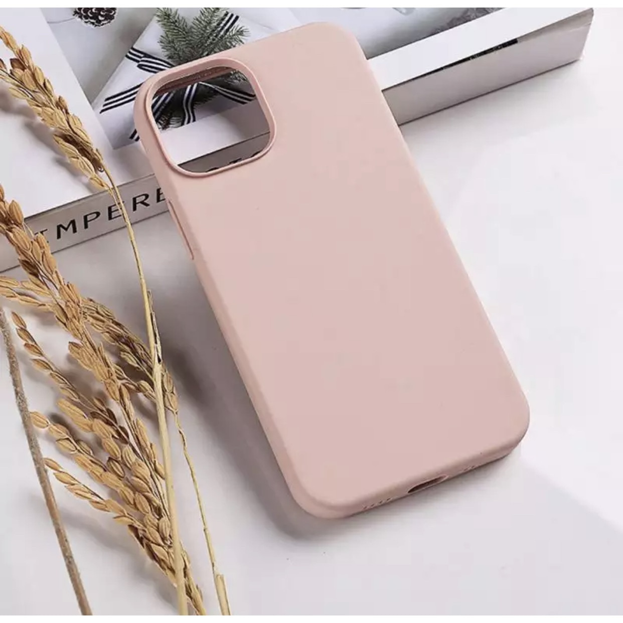Husa din silicon ultra-slim MATA cu microfibra pe interior, compatibila cu iPhone 14 Pro / Roz pudrat