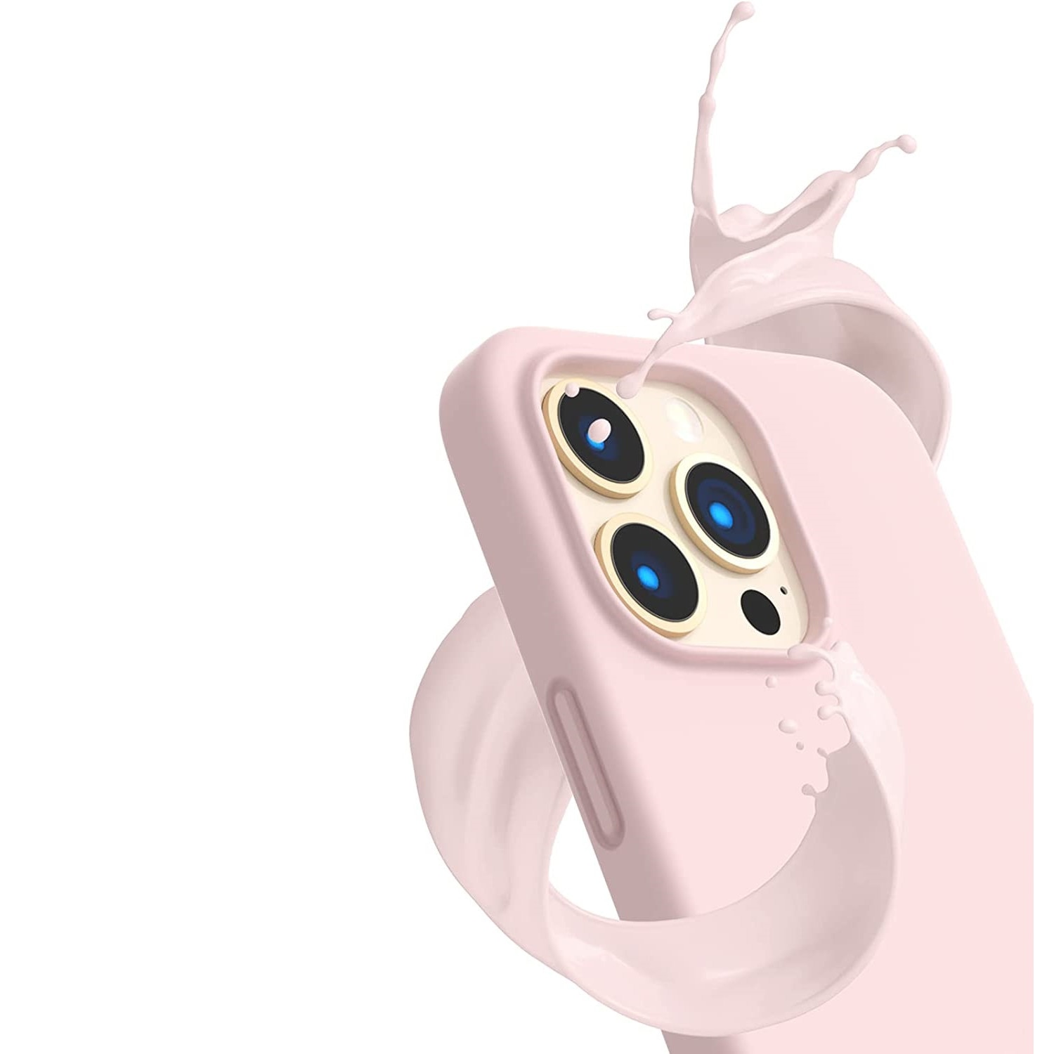 Husa din silicon ultra-slim MATA cu microfibra pe interior, compatibila cu iPhone 14 Pro / Roz pudrat
