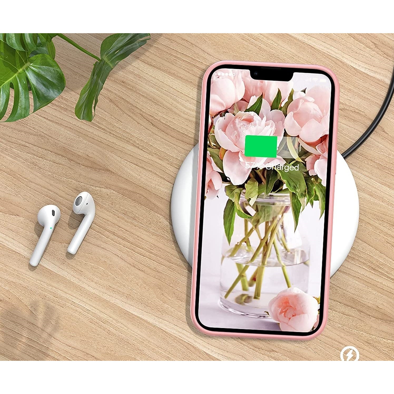Husa din silicon ultra-slim MATA cu microfibra pe interior, compatibila cu iPhone 14 Pro / Roz pudrat