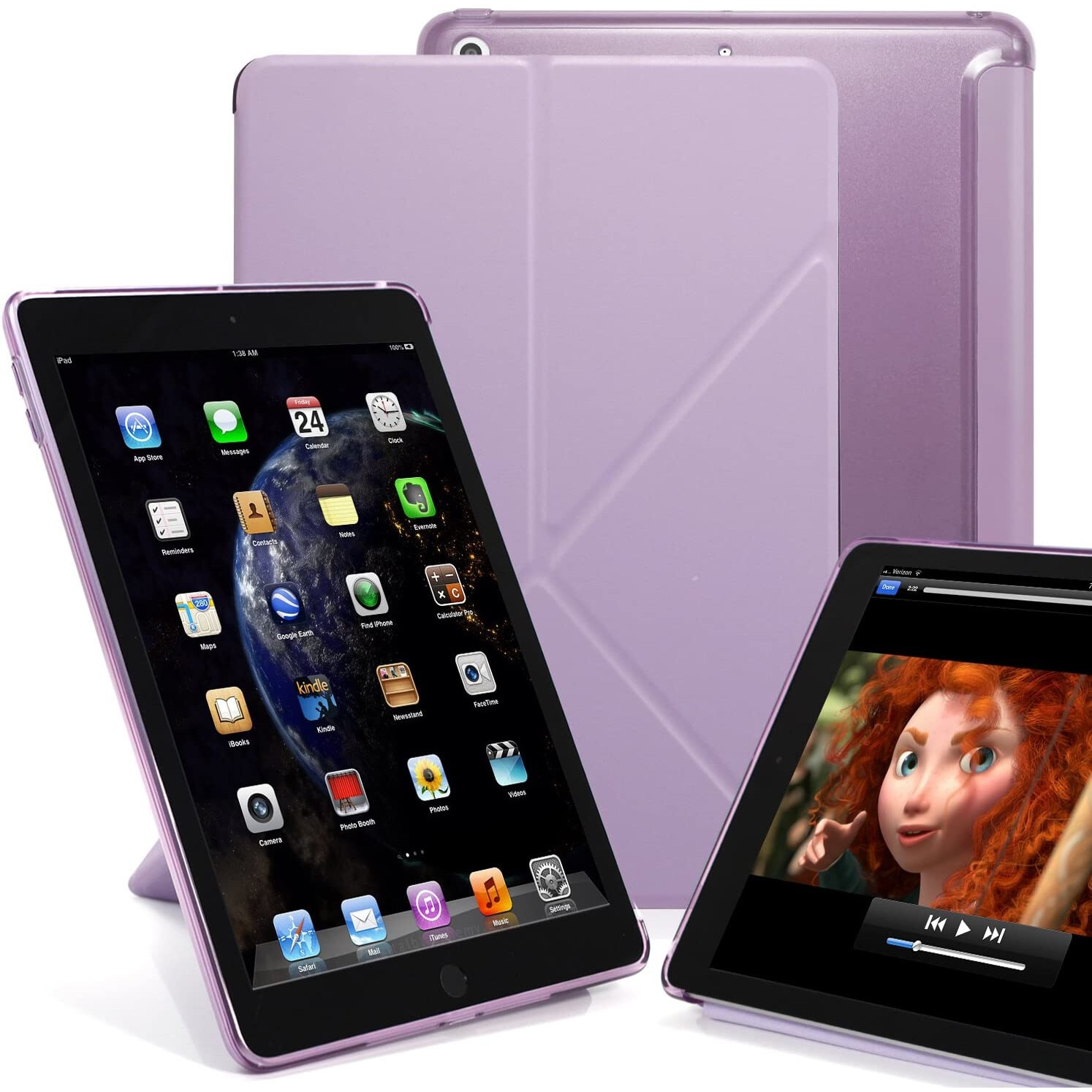 Husa origami pentru iPad 9.7 2018, KHOMO, Policarbonat, Mov