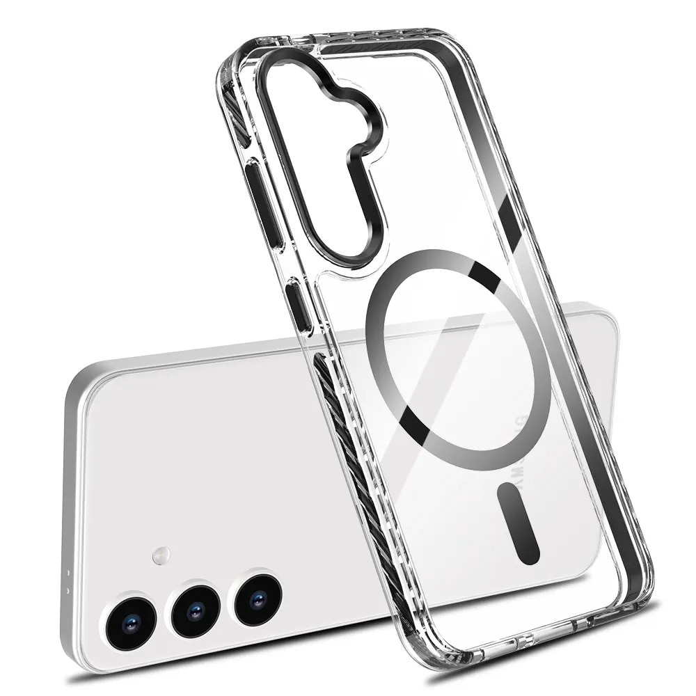 Husa pentru Samsung Galaxy S24, Snur detasabil, Antisoc, Protectie Superioara, Bumper interior, Magsafe, Transparenta cu Portocaliu