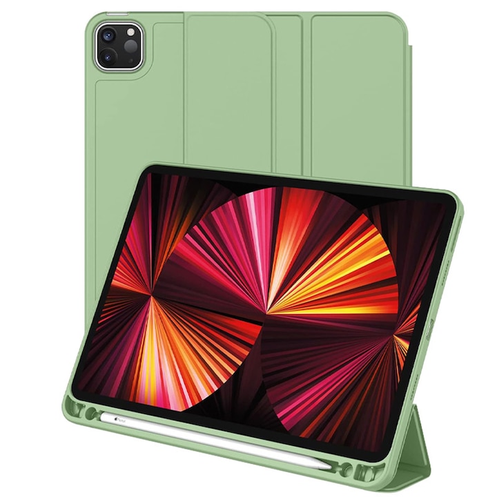 Husa tip Carte cu Suport Pix pentru Apple iPad Pro 11" (2024), Protectie completa, Pliabila, Verde menta