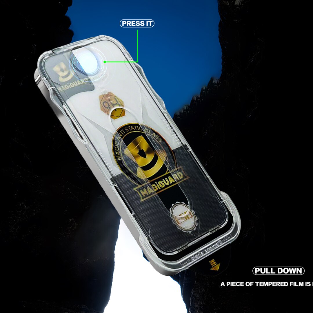Folie de Protectie Transparenta HD Compatibila cu iPhone 13 Pro max/14 max, Sticla Premium HD cu Carcasa pentru Aplicare Automata, Elimina Bule si urme de Praf, Hidrofoba, Full Cover, 0.3mm, Anti-Amprente, Dust Removal