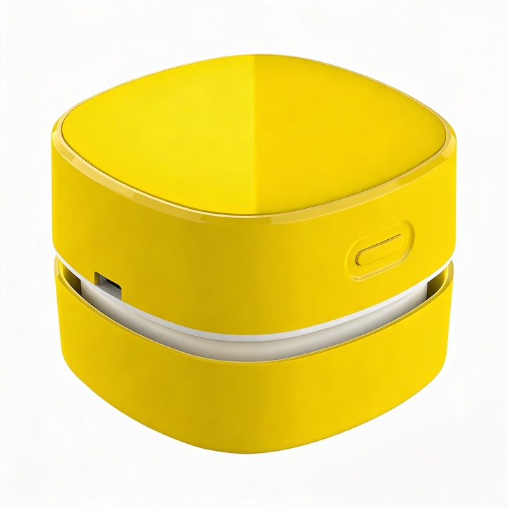Mini aspirator de mana fara fir, aspirator portabil reincarcabil pentru birou, aspirator compact pentru birou cu aspiratie puternica, galben