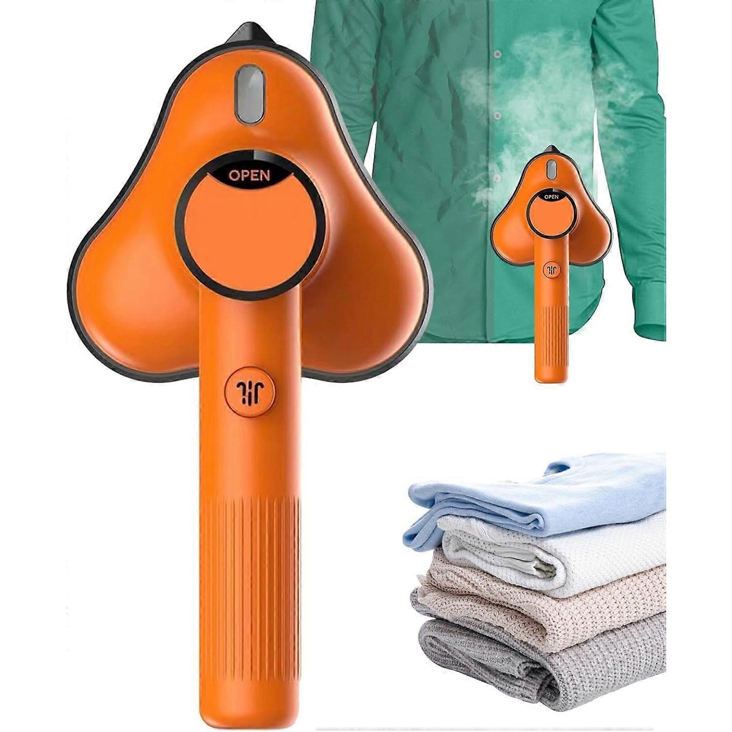 Aburitor portabil pentru haine E30-A173-e-10911-CJ, incalzire rapida, functie 360° pentru calcare de precizie, compact, portocaliu