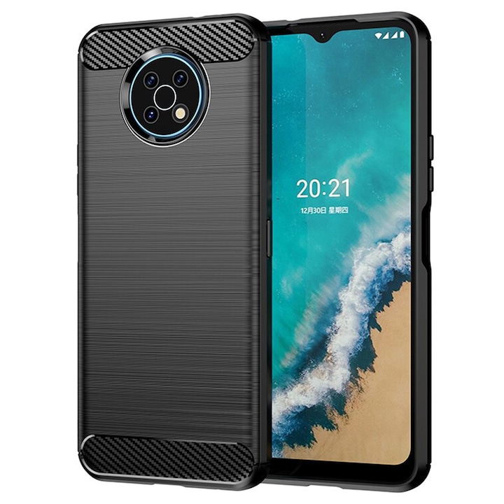 Husa pentru Nokia G50, Accesorio Carbon Silicone, Negru