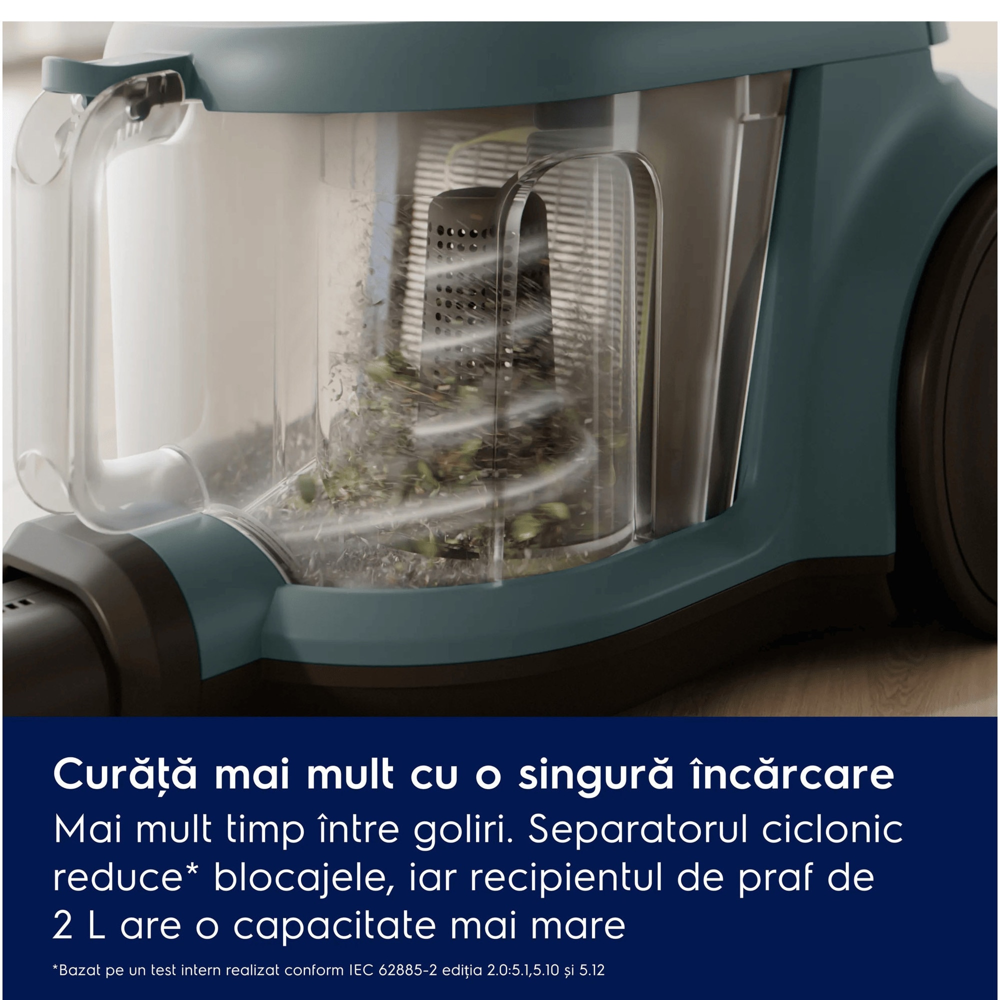 Aspirator fara sac Electrolux Seria 300 EL31C2OG, max 1000 W, recipient praf 2l, filtrare HEPA, raza de actiune 8 m, verde oceanic
