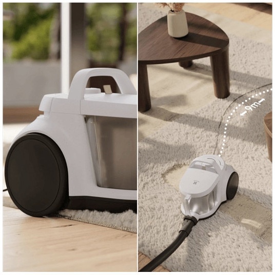 Aspirator fara sac Electrolux 500 EL51C2SW, max 1000 W, recipient praf 2l, filtrare HEPA, raza de actiune 9 m, perie premium AllFloor, periec parchet, tub metalic telescopic cu blocare, alb scoica