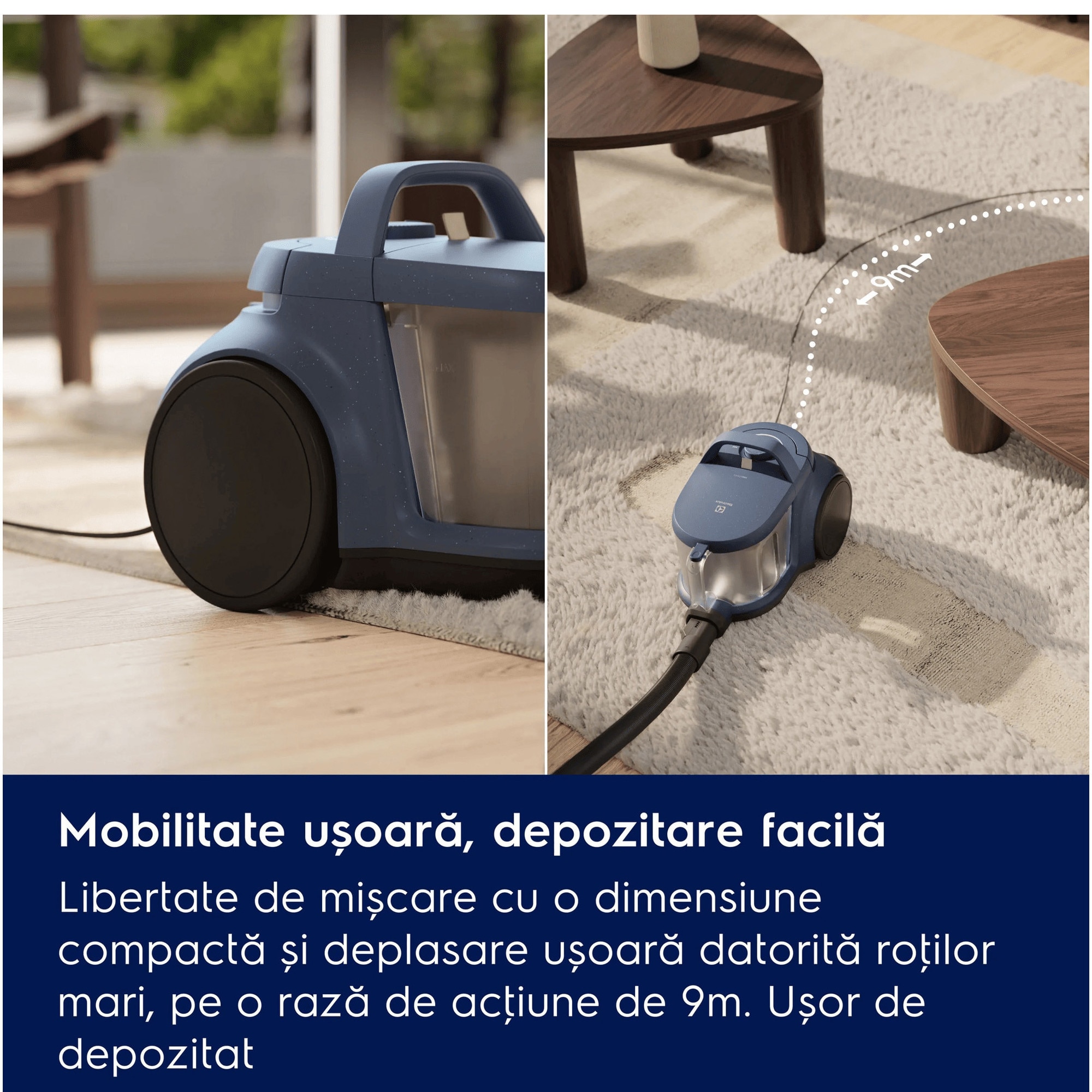 Aspirator fara sac Electrolux 500 EL51C2SW, max 1000 W, recipient praf 2l, filtrare HEPA, raza de actiune 9 m, perie premium AllFloor, periec parchet, tub metalic telescopic cu blocare, alb scoica
