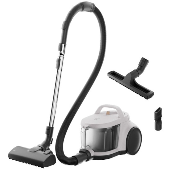 Aspirator fara sac Electrolux 500 EL51C2SW, max 1000 W, recipient praf 2l, filtrare HEPA, raza de actiune 9 m, perie premium AllFloor, periec parchet, tub metalic telescopic cu blocare, alb scoica