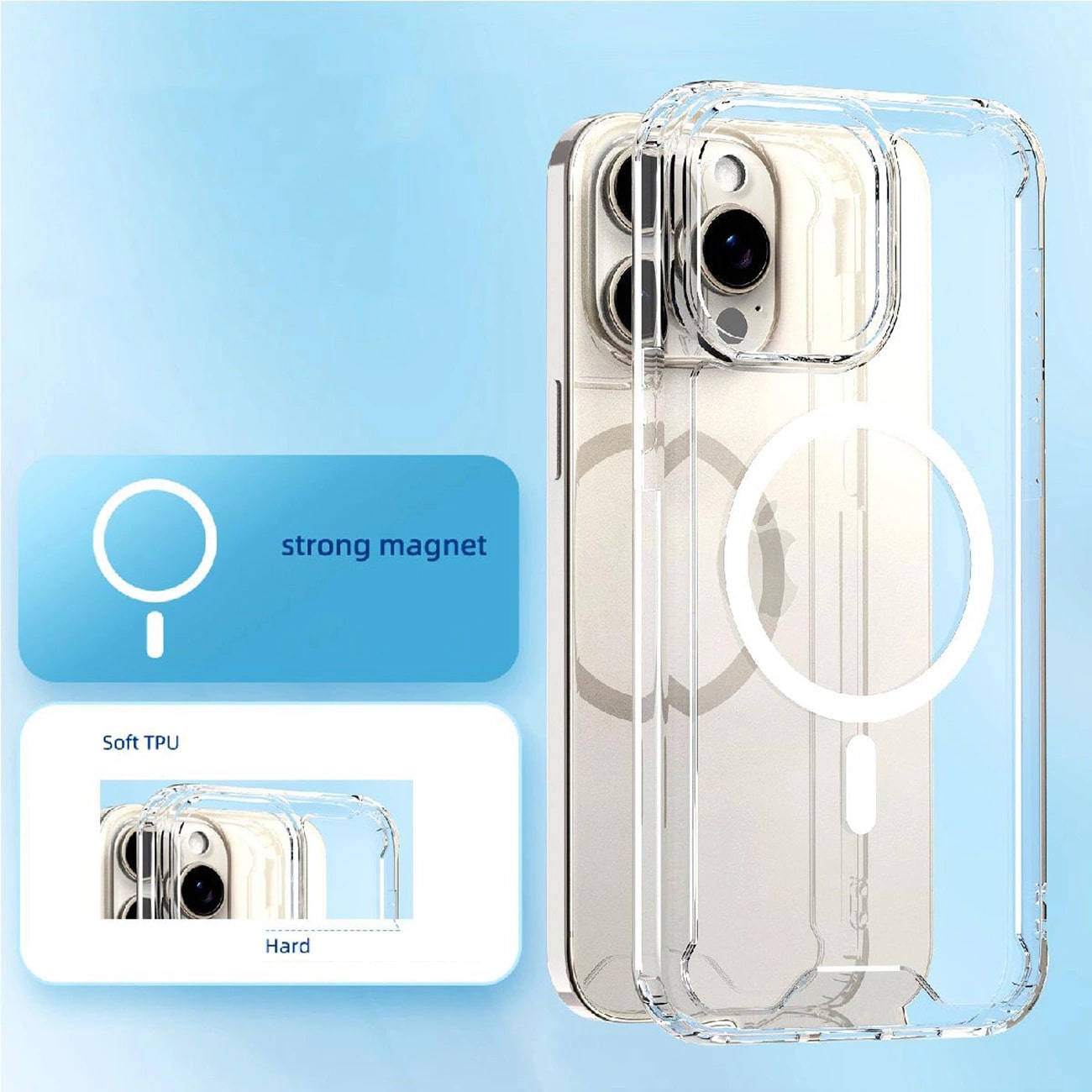 Carcasa Clear Corner MagSafe compatibila cu iPhone 16 Pro Transparent