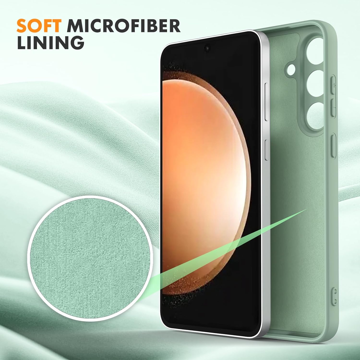 Husa pentru Samsung Galaxy A57 5G Liquid Silicone, subtire, captusita cu microfibra, anti amprenta, protectie camera foto, verde