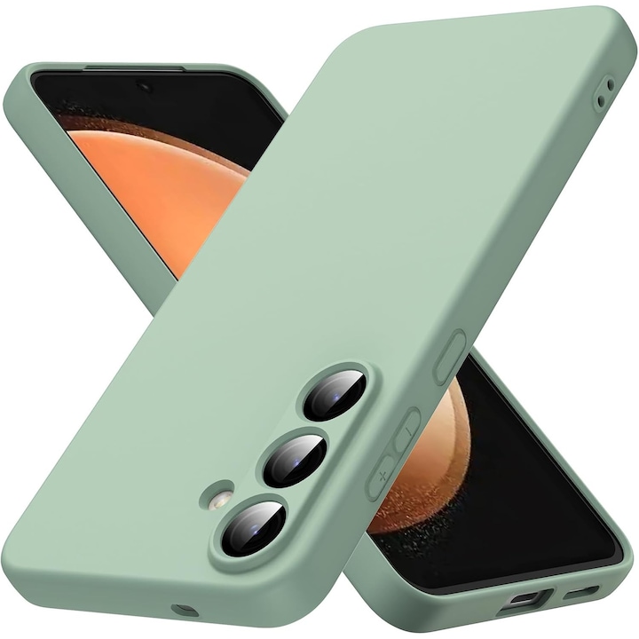 Husa pentru Samsung Galaxy A57 5G Liquid Silicone, subtire, captusita cu microfibra, anti amprenta, protectie camera foto, verde