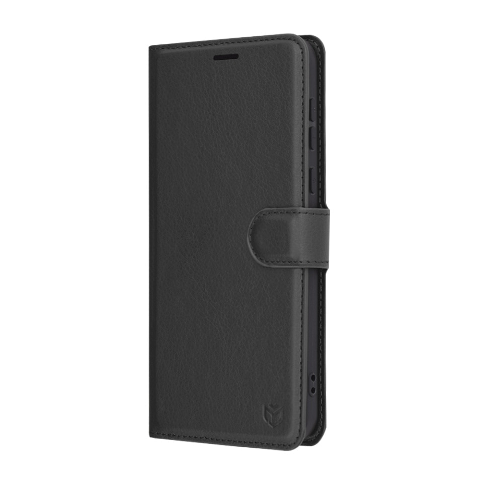 Husa pentru Honor Magic7 Pro, SKYDDAR INNOVATION, Leather Folio tip Carte, cu Portofel Interior, Finisaje Premium, set cu sticker, Negru