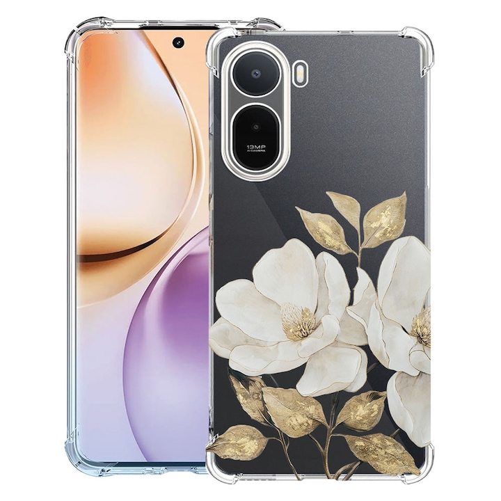 Intelli® Husa Anti Shock Compatibila cu Xiaomi Redmi A7 Pro, Floral - Golden Camellia, Protectie Camera, Rezistenta la uzura, 3145728 AS 2073
