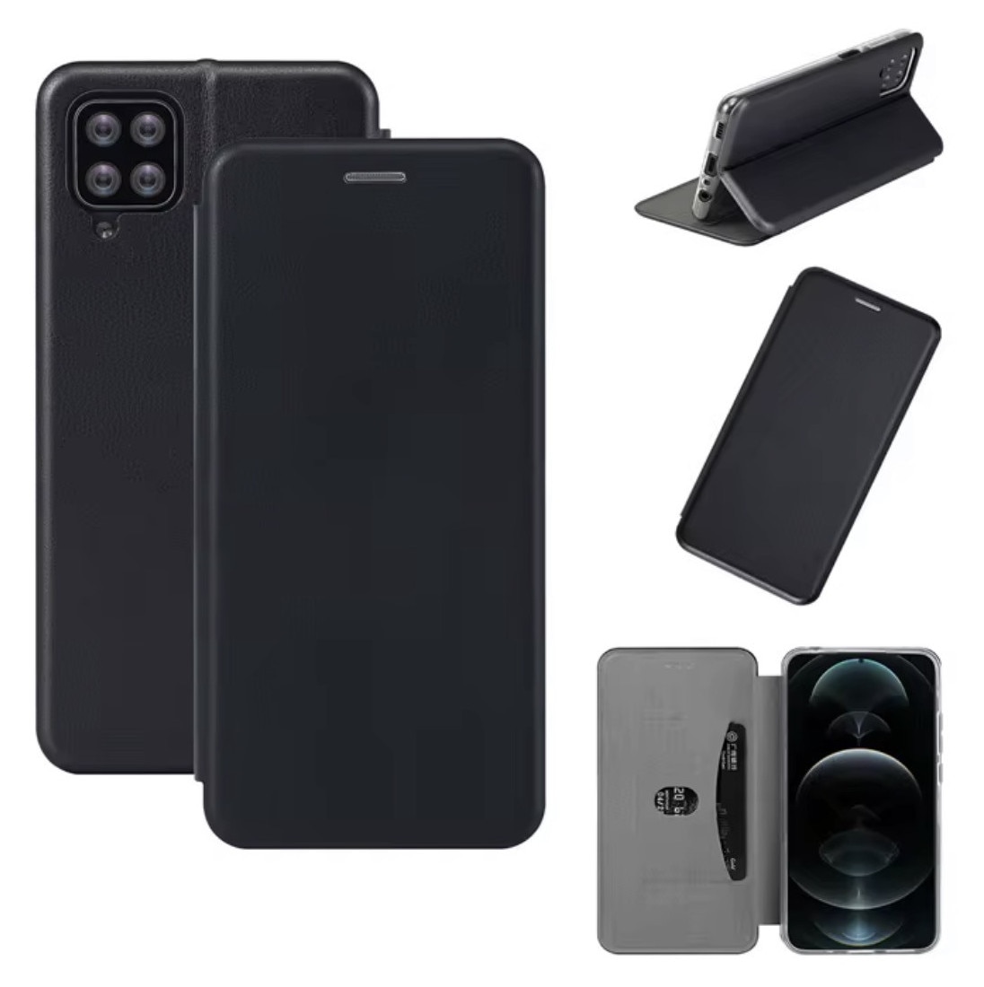 Husa Tip Carte Compatibila Xiaomi Redmi A7 Pro din Piele Ecologica . cu inchidere magnetica si suport de card Negru