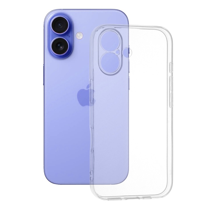 Husa pentru iPhone 16, SKYDDAR INNOVATION, ClearGuard, din silicon transparent, Transparenta, set cu sticker