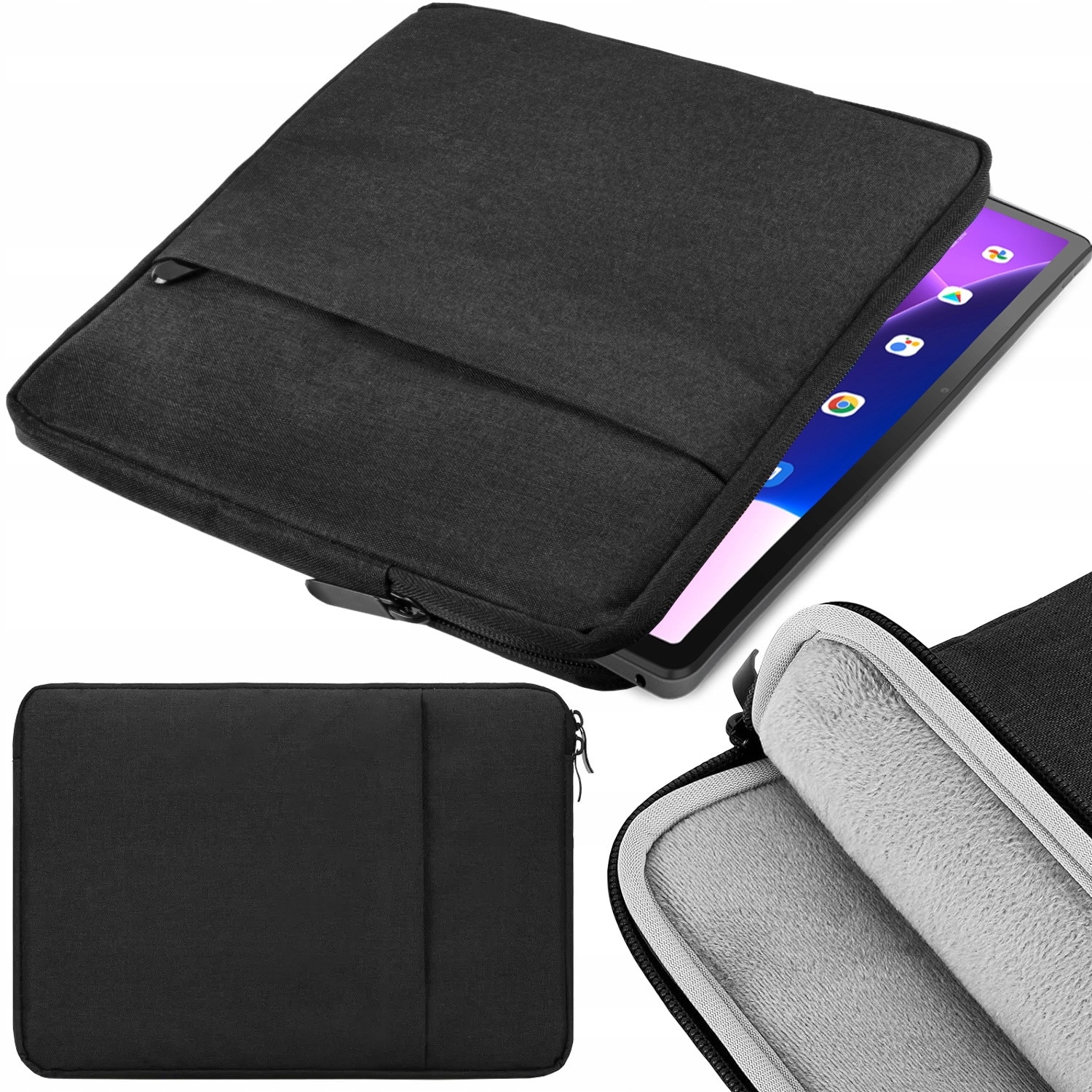 Etui Soft Case cu fermoar pentru Samsung Galaxy Tab S6 LITE 10.4" (2020/2022), negru, dimensiuni 27,5x23x2cm