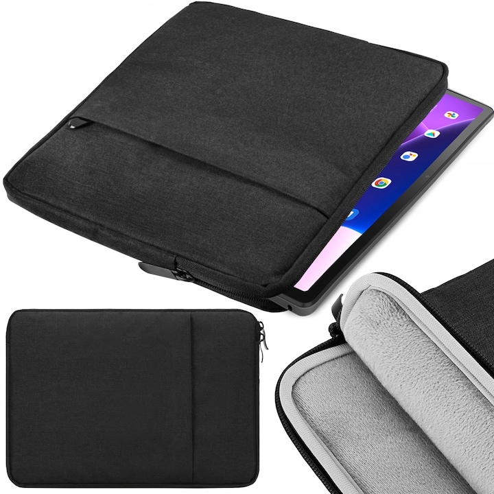 Etui Soft Case cu fermoar pentru Samsung Galaxy Tab S6 LITE 10.4" (2020/2022), negru, dimensiuni 27,5x23x2cm