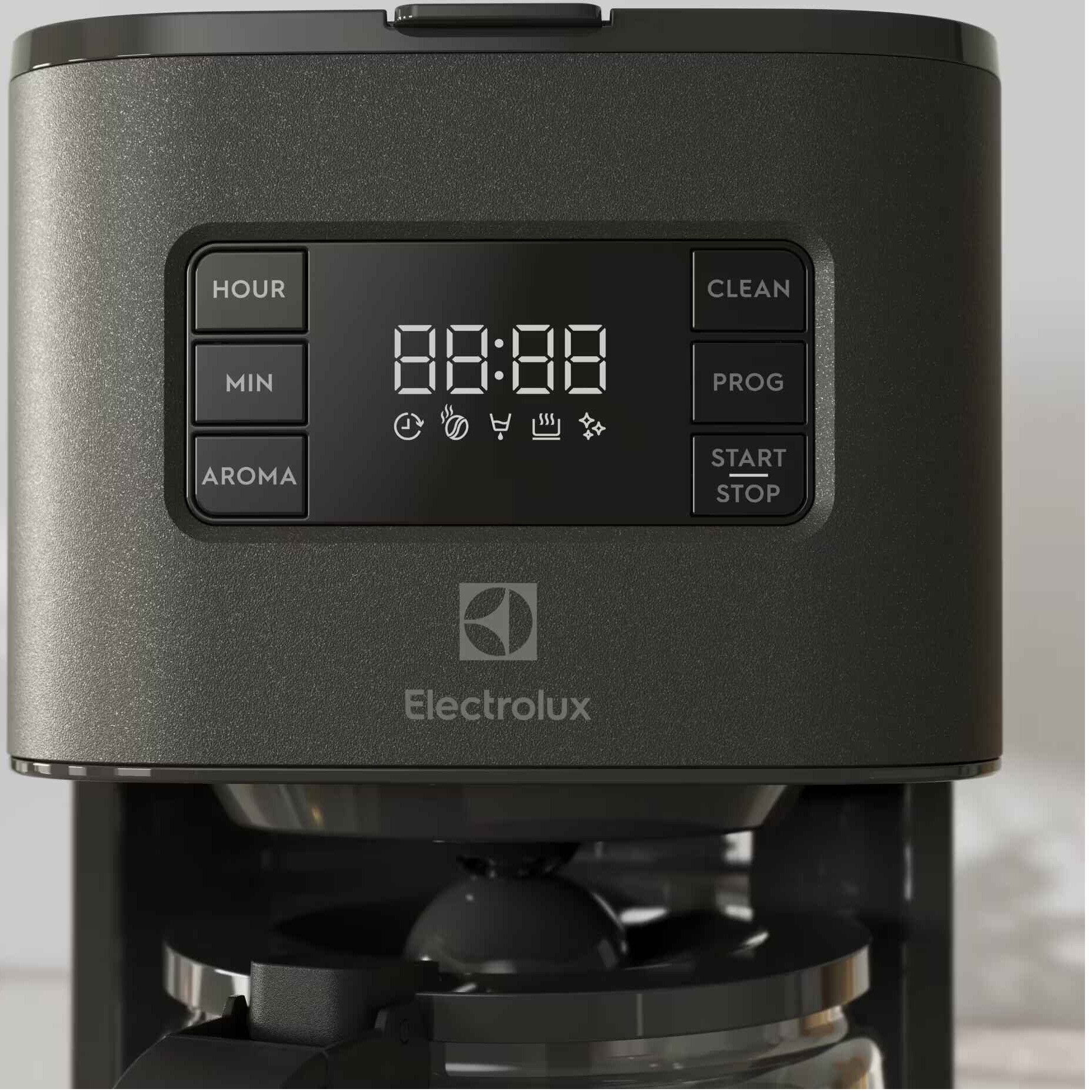 Cafetiera Electrolux Create 5 E5CM1-6AN, 1000 W, 1375 ml, capacitate 10 cesti, afisaj digital, pornire intarziata, selector aroma, antipicurare, functie mentinere la cald, oprire automata, antracit