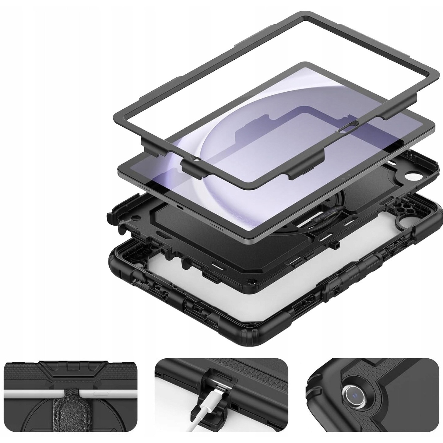 Etui Shockproof pentru Samsung Galaxy Tab A9 8.7" 2023, ArmorCase, protectie 360, suport rotativ, multicolor