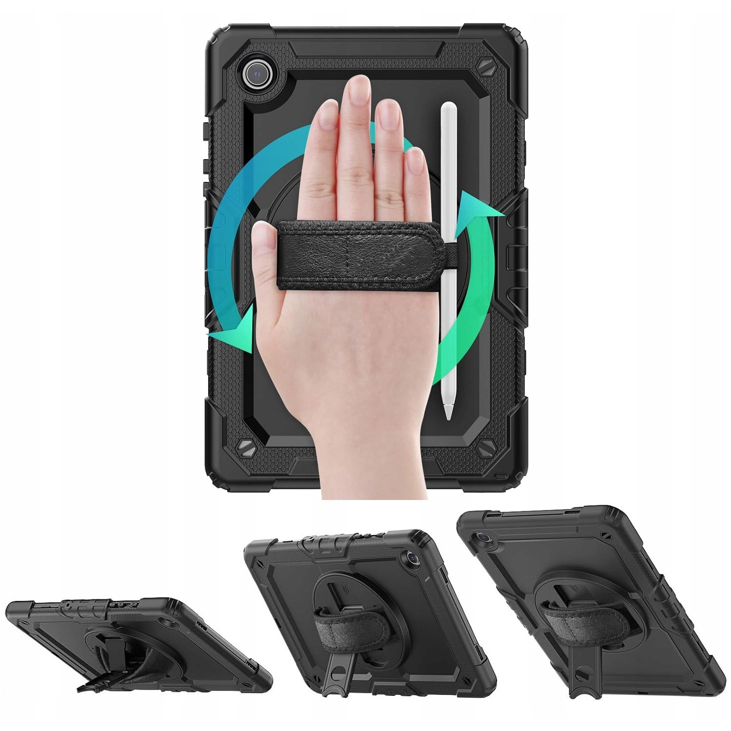 Etui Shockproof pentru Samsung Galaxy Tab A9 8.7" 2023, ArmorCase, protectie 360, suport rotativ, multicolor