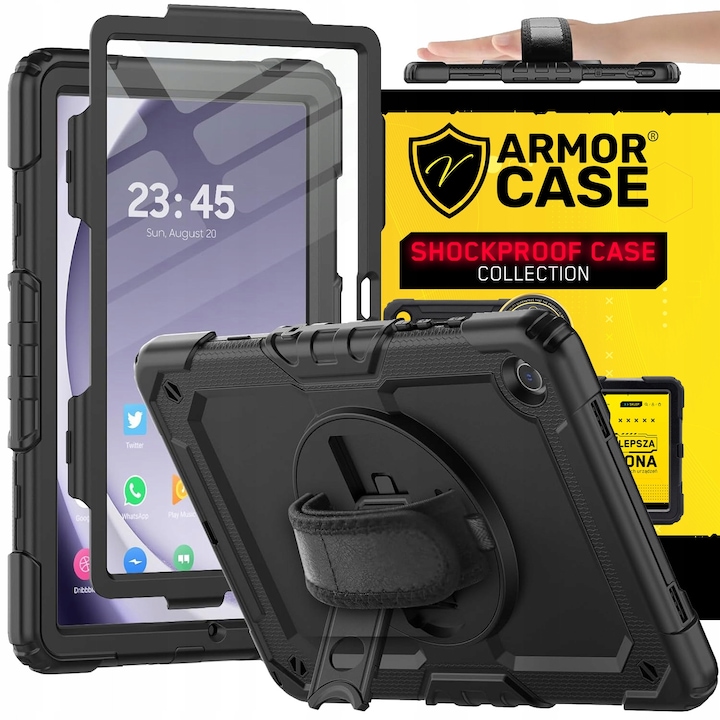 Etui Shockproof pentru Samsung Galaxy Tab A9 8.7" 2023, ArmorCase, protectie 360, suport rotativ, multicolor