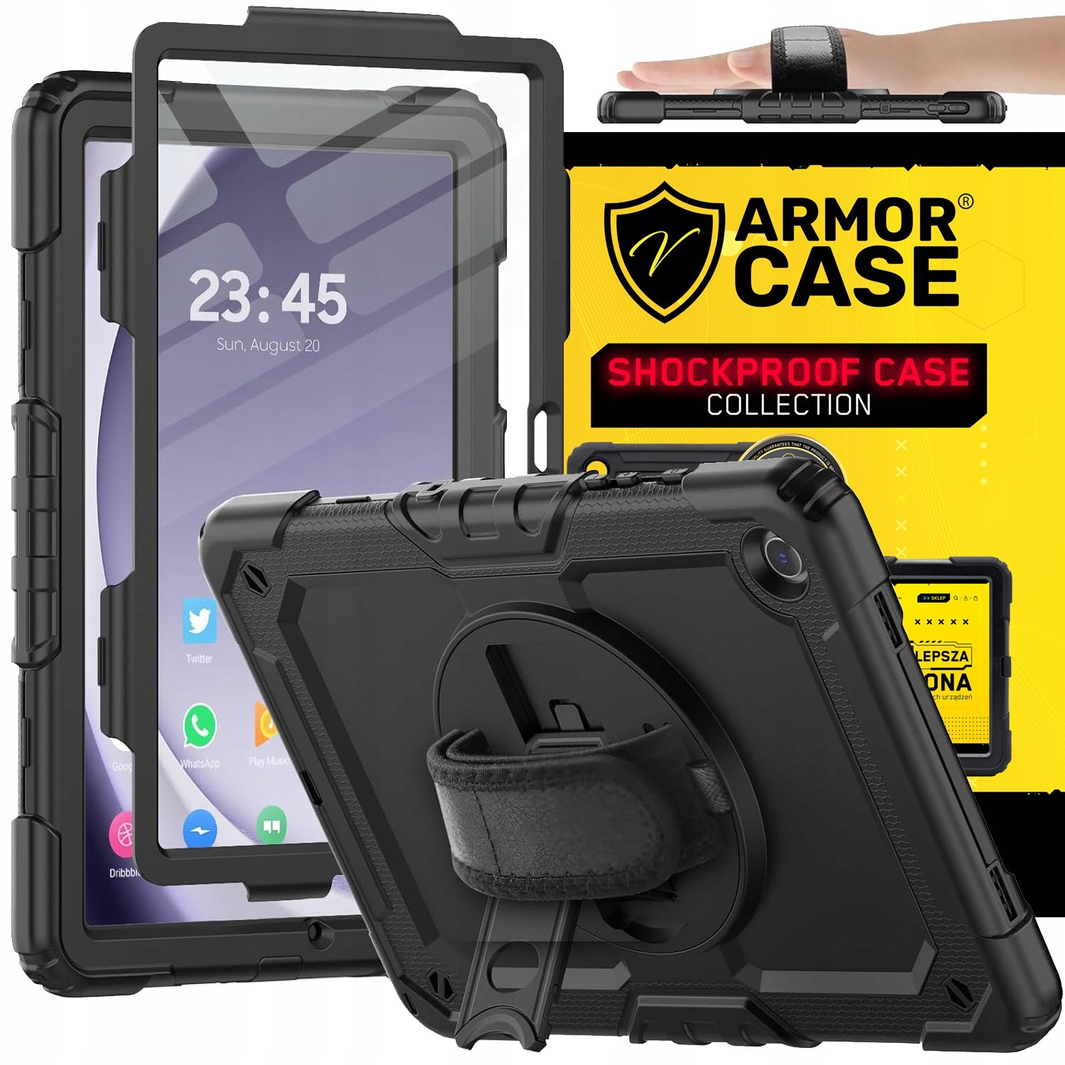 Etui Shockproof pentru Samsung Galaxy Tab A9 8.7" 2023, ArmorCase, protectie 360, suport rotativ, multicolor