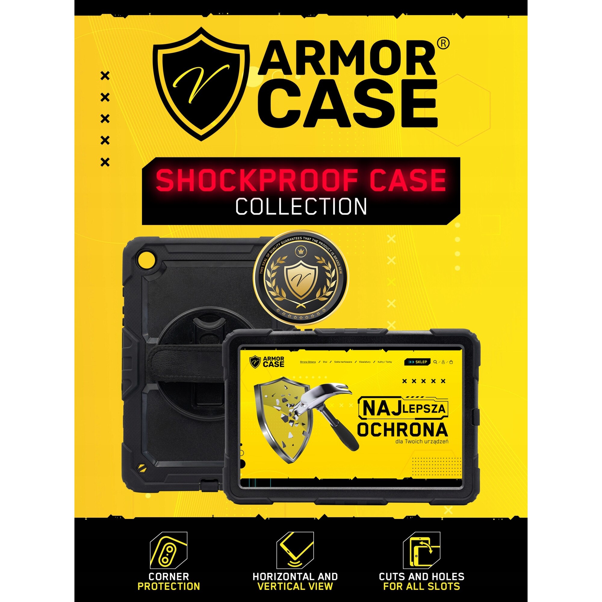 Etui Shockproof pentru Samsung Galaxy Tab A9 8.7" 2023, ArmorCase, protectie 360, suport rotativ, multicolor