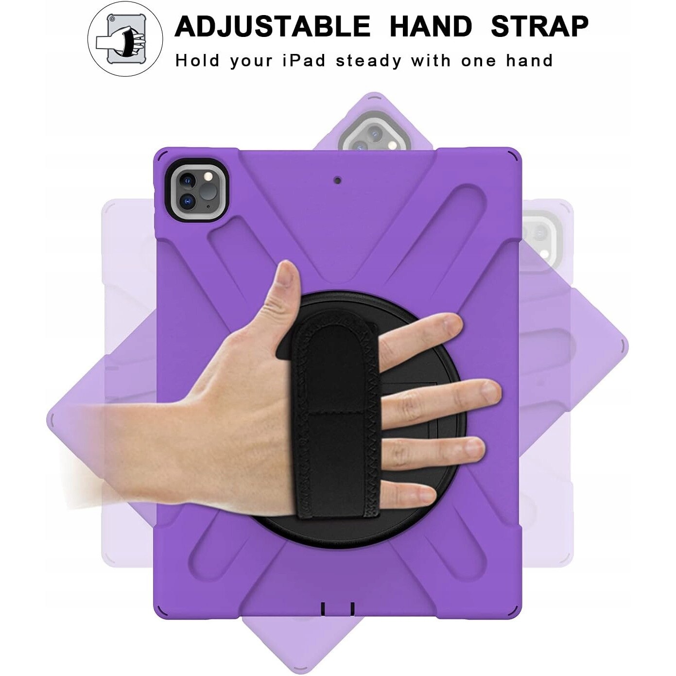 Etui de protectie pentru iPad Pro 12.9, 3 straturi, suport rotativ 360°, multicolor