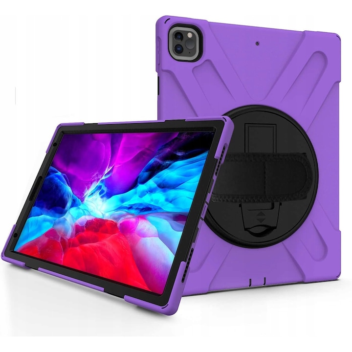 Etui de protectie pentru iPad Pro 12.9, 3 straturi, suport rotativ 360°, multicolor