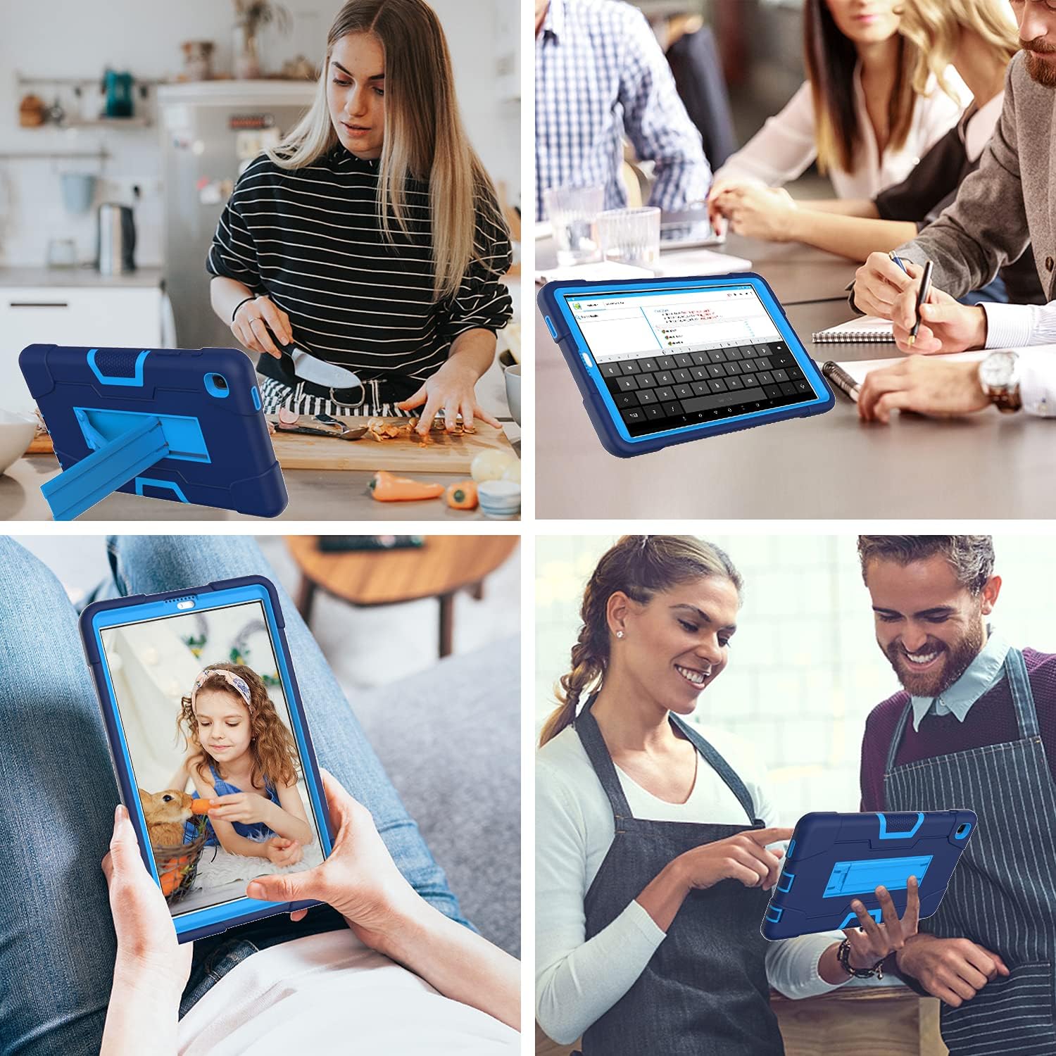 Husa compatibila cu Samsung Galaxy Tab A de 8.0” cu suport, albastru