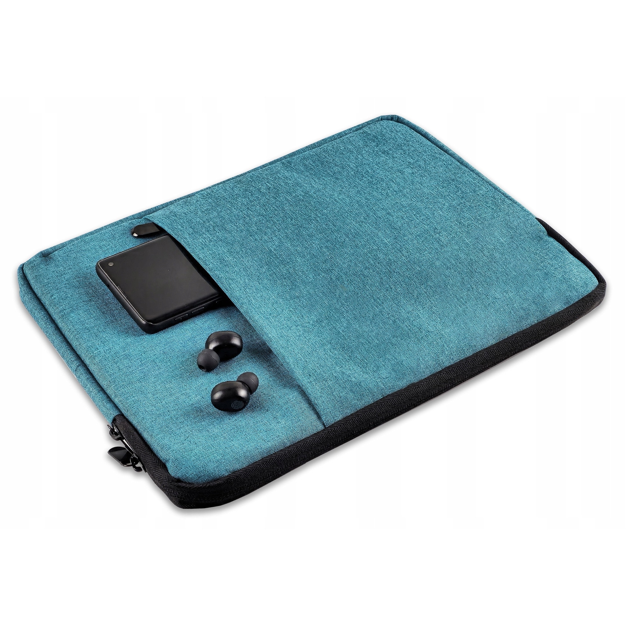 Etui Soft Case pentru Lenovo Tab P12 12.7" TB370FU ZACH0134PL, turcoaz, dimensiuni 35x25x2cm, set cu buzunar pentru accesorii