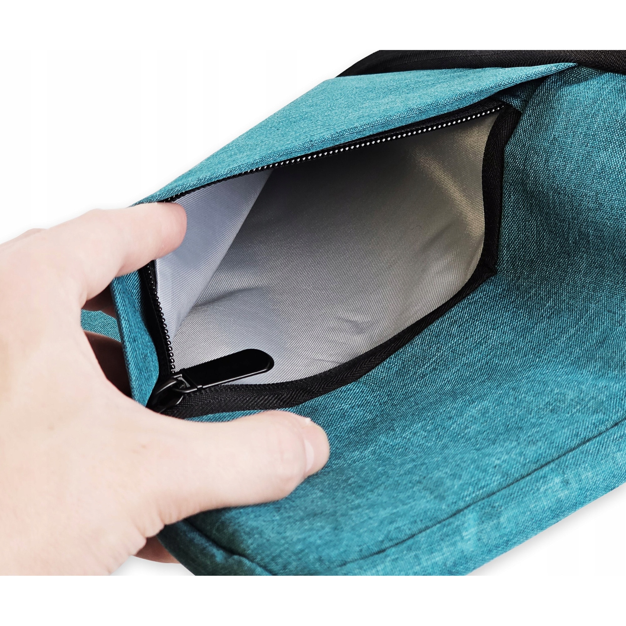 Etui Soft Case pentru Lenovo Tab P12 12.7" TB370FU ZACH0134PL, turcoaz, dimensiuni 35x25x2cm, set cu buzunar pentru accesorii