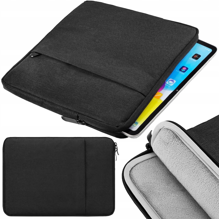 Etui Soft Case pentru Xiaomi Redmi Pad SE 2023 11", negru, dimensiuni 27,5x23x2cm, protectie completa, compartiment pentru accesorii
